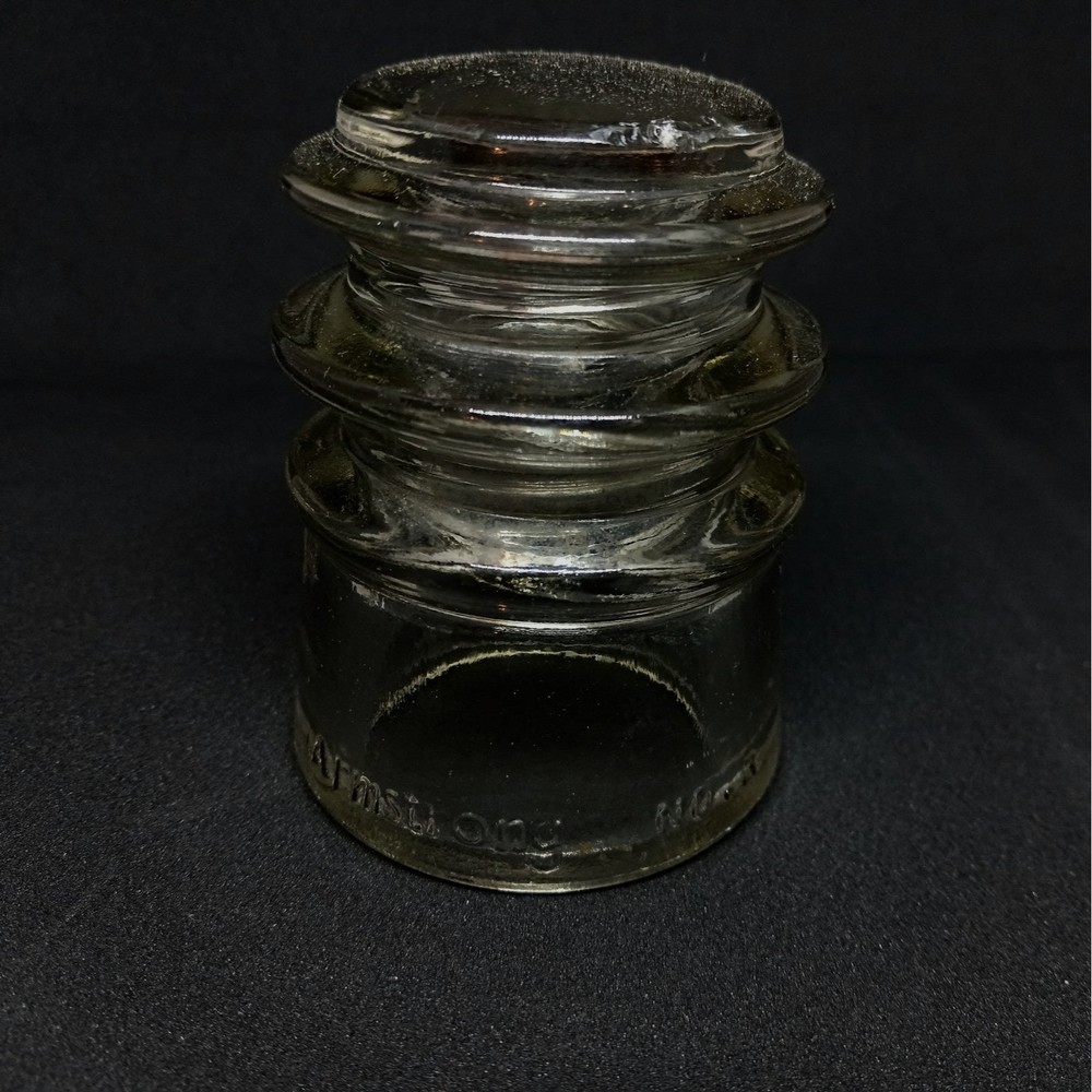 Armstrong No 3 Glass Insulator - Clear Glass - Small - Vintage